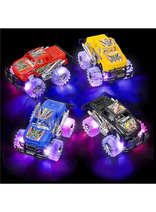 Light Up Monster Truck Set For Boys And Girls Set Includes 2 6 Inch Monster Trucks With Beautiful Flashing Led Tires Push N Go Toy Cars Fun Gift For Kids For Ages 3+