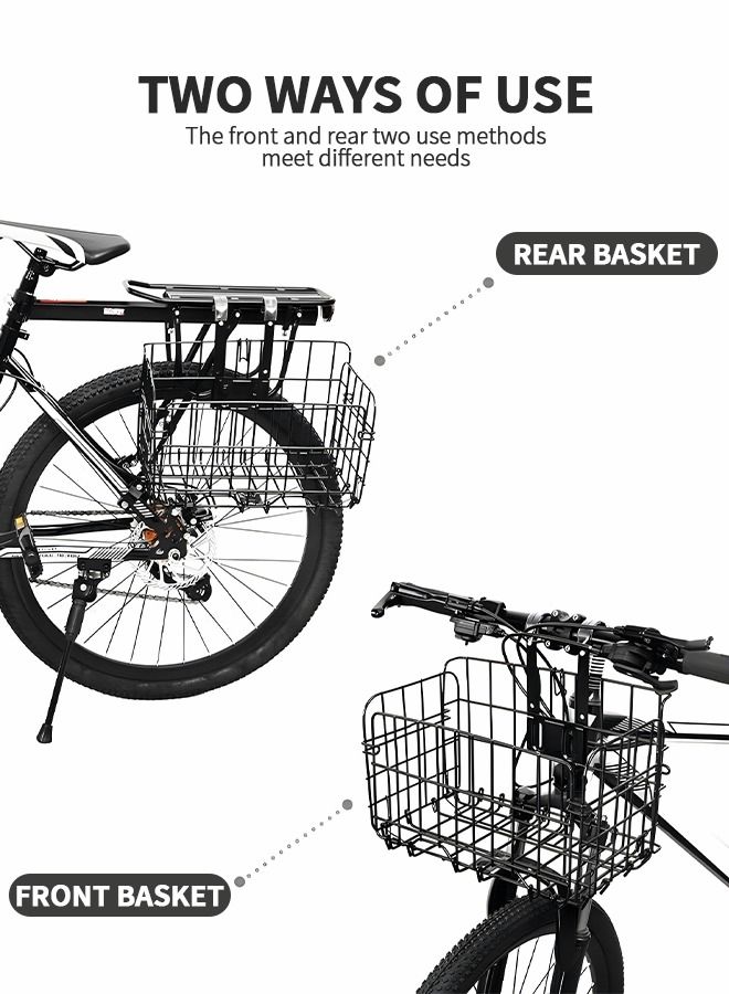 Folding Rear Bike Basket, Detchable Front Bicycle Basket,Cargo Basket for Bike,Removable Front Bag Rear Rack Hanging Bicycle Basket,Mountain Bike Accessories Bike Frame Basket