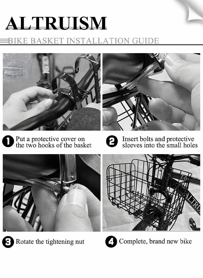 Folding Rear Bike Basket, Detchable Front Bicycle Basket,Cargo Basket for Bike,Removable Front Bag Rear Rack Hanging Bicycle Basket,Mountain Bike Accessories Bike Frame Basket