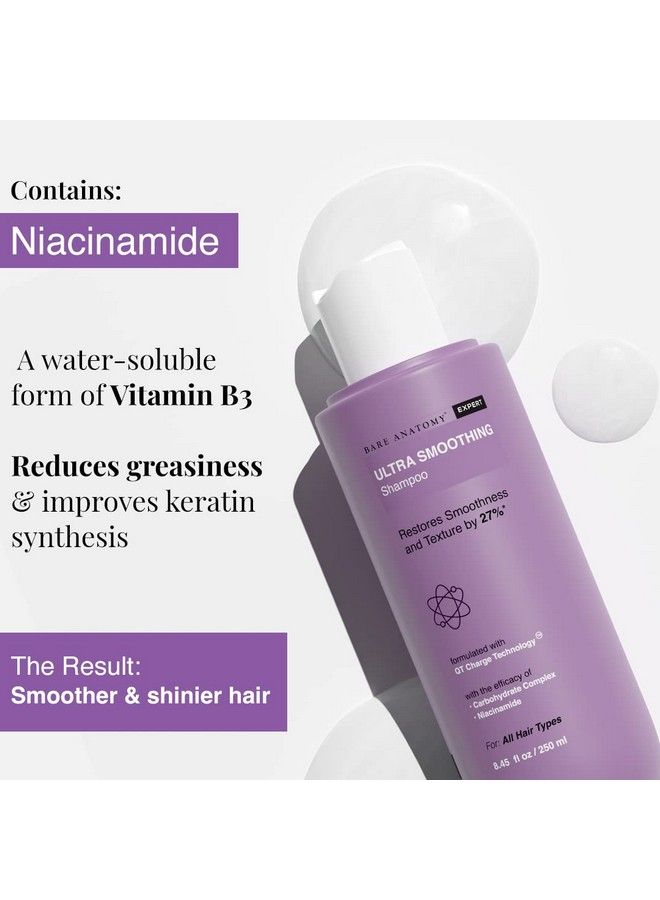 Ultra Smoothing Hair Shampoo Restores Smoothing & Texture By 27% Dry & Frizzy Hair Powered By Carbohydrate Complex & Niacinamide For Unisex 250Ml