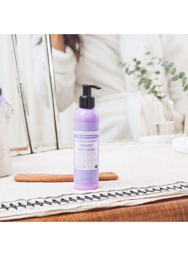 Organic Hair Crème (Lavender Coconut 6 Ounce) Leavein Conditioner And Styling Cream Made With Organic Oils Hair Cream Supports Shine And Strength Nourishes Scalp Nongmo