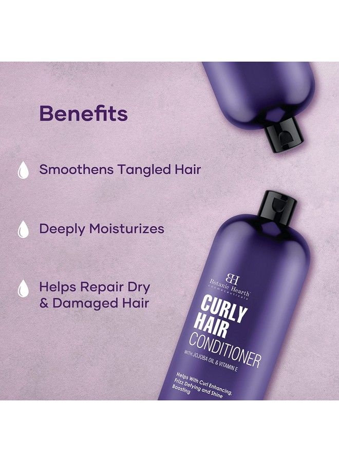 Curly Hair Conditioner ; For Curly Hair ; Detangle Define & Enhance Curls ; With Jojoba Oil & Vitamin E ; Sulphate Free ; For Men & Women ; 16 Fl Oz