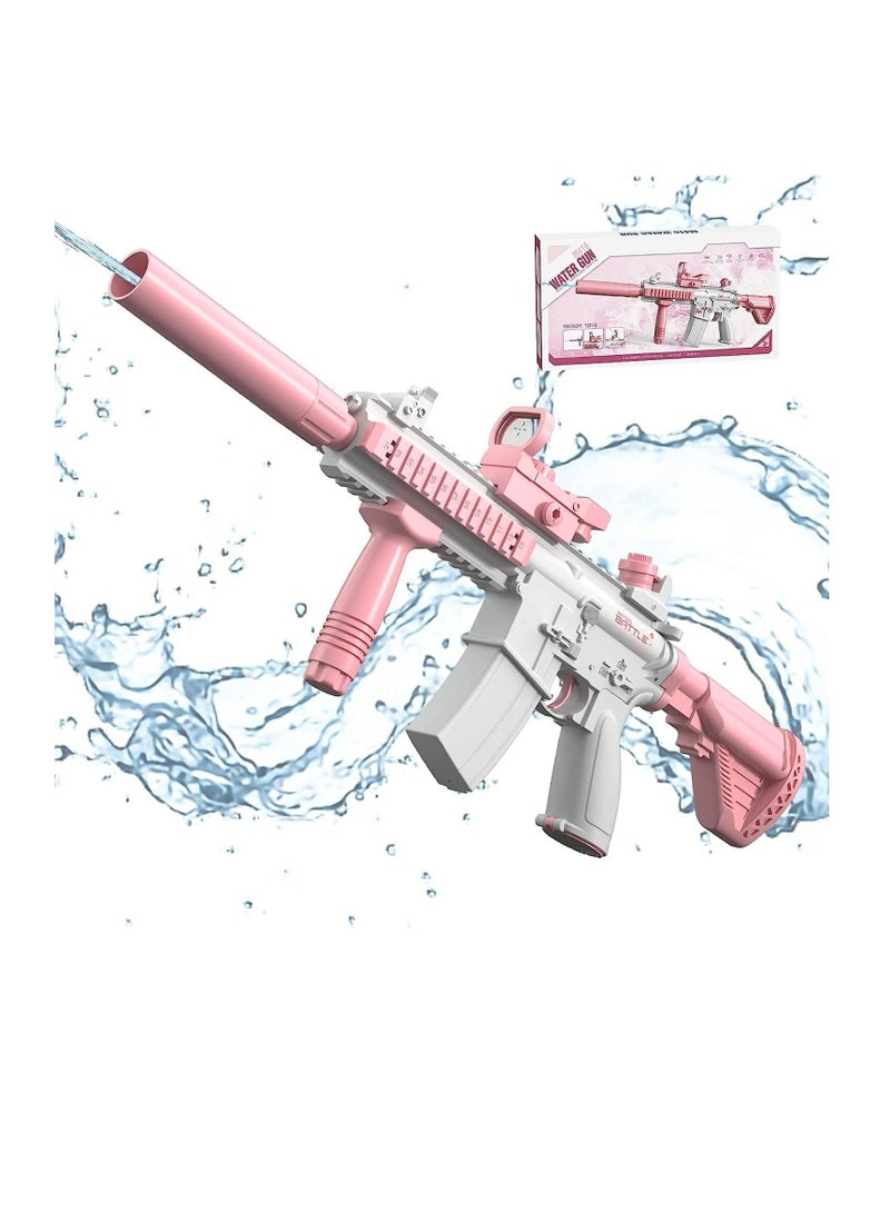 M416 Electric Water  Pistols Range 32 FT, High Capacity Automatic Water Pistols, Summer Outdoor and Pool Party Squirt Water  Pistols Toy (Pink)
