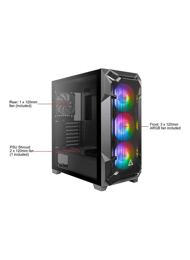 Dark Fleet DF600 Flux, Mid Tower ATX Gaming Case, F-LUX Platform, Tempered Glass Side Panel