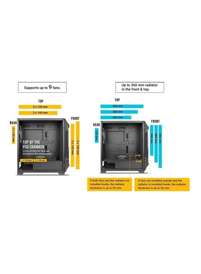 Dark Fleet DF600 Flux, Mid Tower ATX Gaming Case, F-LUX Platform, Tempered Glass Side Panel