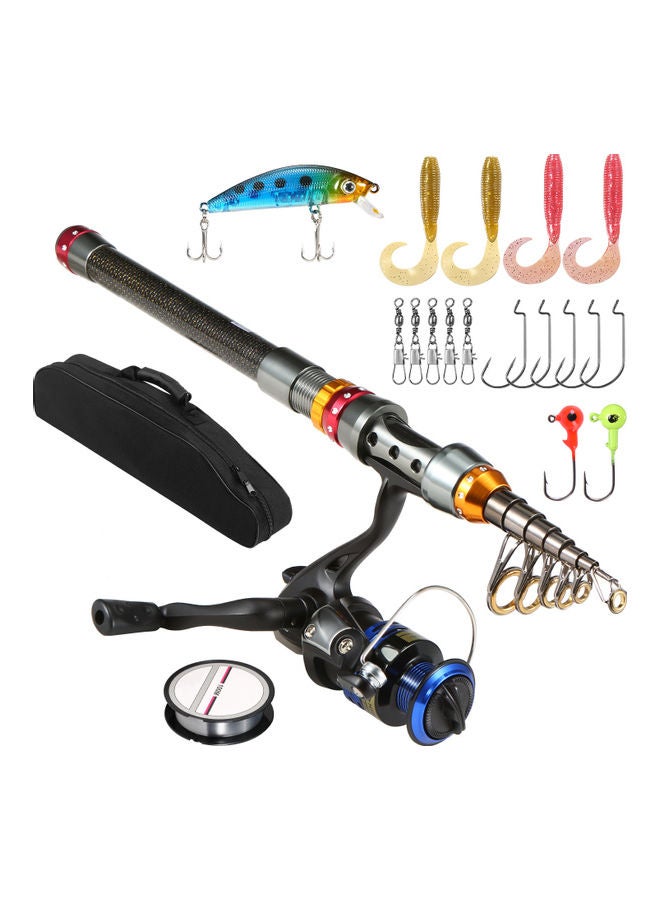 Portable Lure Rod Set Spinning Reel Fishing Rod Combos Full Kit 2.4m 53*8*13.5cm