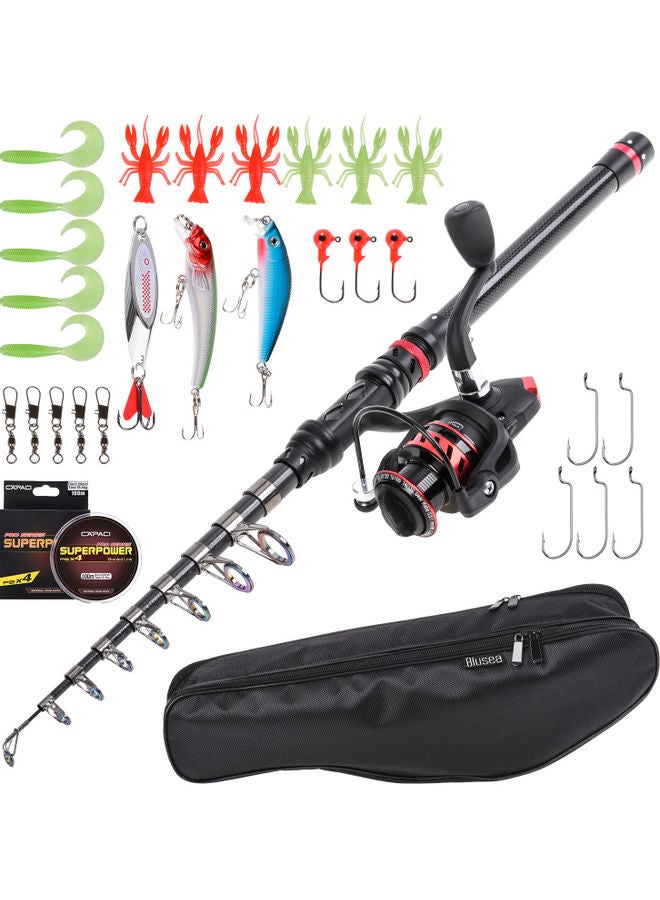 Blusea Fishing Rod and Reel Combo Carbon Fiber Telescopic Fishing Rod    28032-T5A-300 50*11.5*15cm