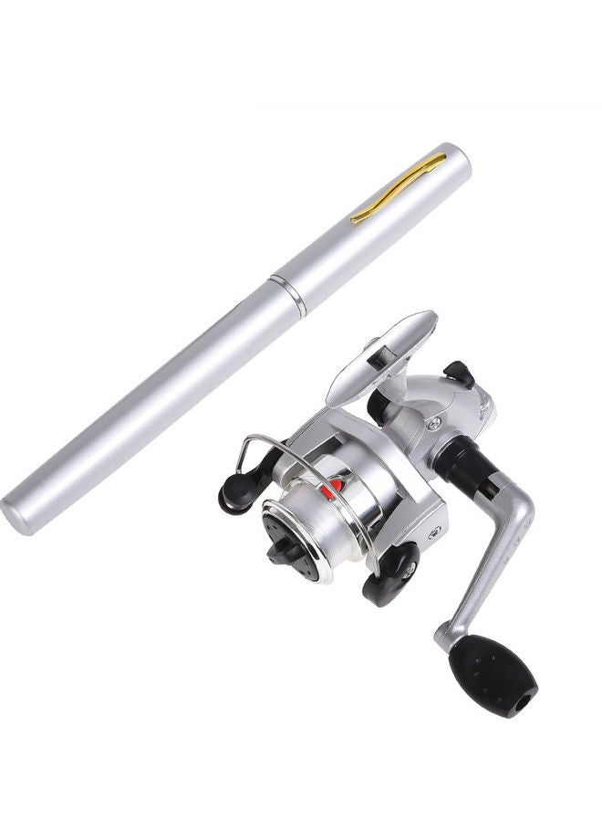 Mini Telescopic Pocket Pen Fishing Rod and Reel Combo Aluminum Alloy Pole Spinning Reel Set 1.6m 24*6.5*14.5cm