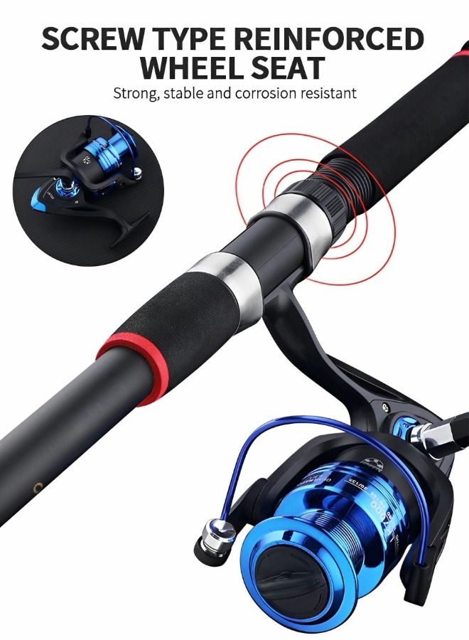 Lures Set Hard Sea Fishing Pole, Portable Telescopic Fishing Rod and Reel Combo Kit, with Tackle, Fishing Net, Fishing Gear, Fishing Lures, Complete Sea Pole