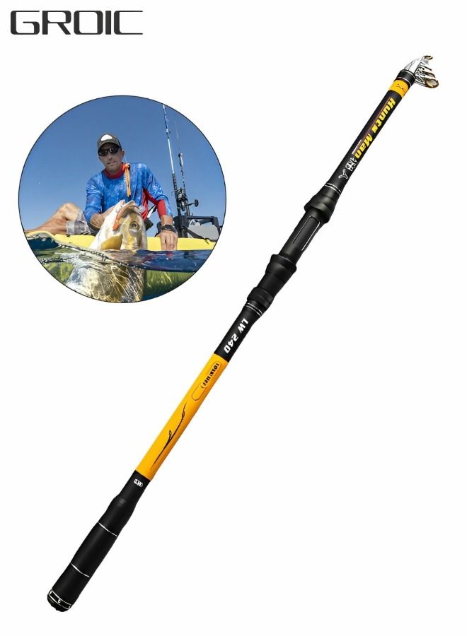 Telescopic Fishing Rod,Graphite Carbon Fiber Portable Spinning Telescopic Fishing Pole for Boat Saltwater and offshore angling,2.4m Long Cast Fishing Gear
