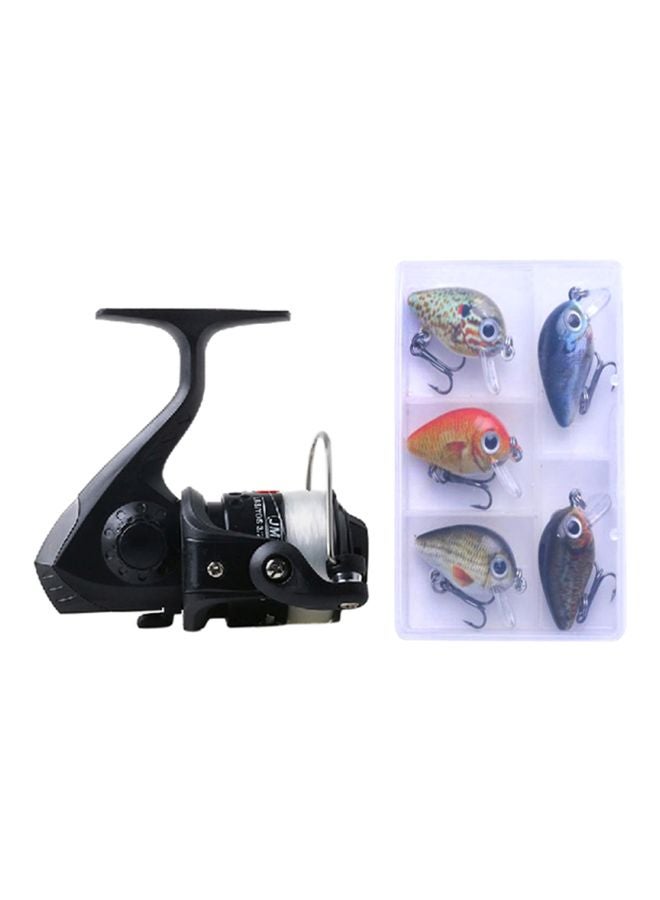 6-Piece Ball Bearing Fishing Reel With Lines And Rock Bait Set 11x7x6.5cm