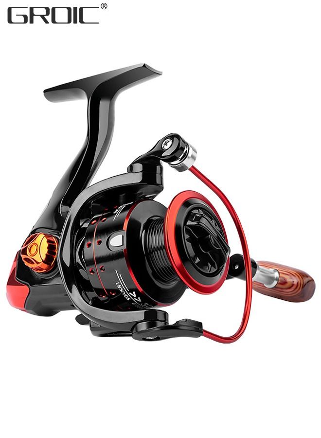 Fishing Reel, Ultra Smooth Powerful Fish Spinning Wheel, Aluminium Alloy Fishing Reels with 12LBs Drag Max, Balanced and Lightweight, Perfect for Freshwater or Saltwater Fishing