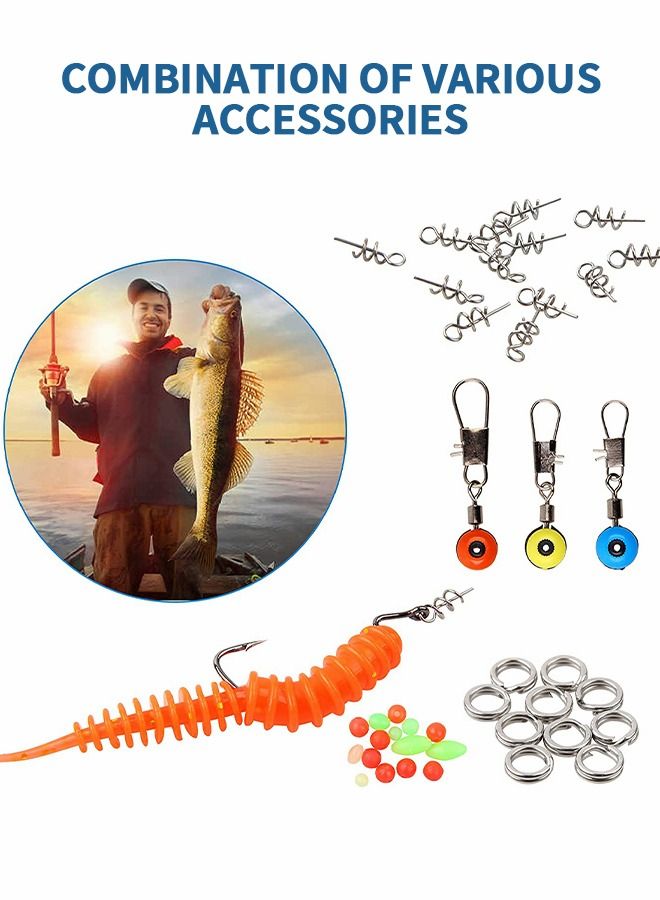 187pcs Fishing Accessory Kit, Fishing Set with Tackle Box, Fishing Hooks, Crank Hook, Lead Sinker, Blocking Bead, 8-Ring Connector, Space Beans Terminal Tackle Kits