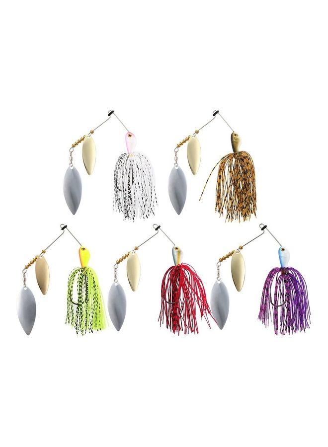 5-Piece Fishing Spinner Hard Baits  Lure Set  With Barbed Hooks