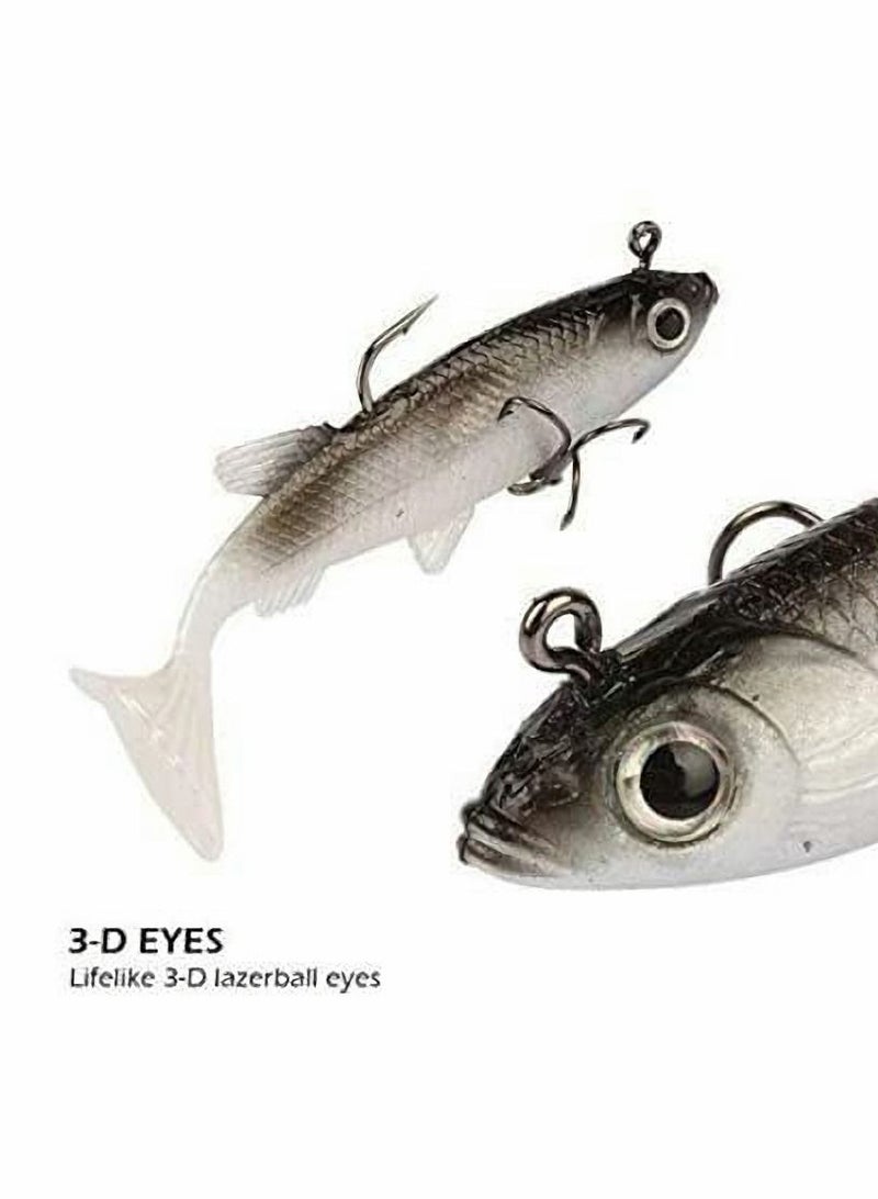 Fishing Lure Set, 5Pcs 8cm Soft Bait Head Sea Fish Lures Fishing Tackle Sharp Treble Hook T Tail Artificial Bait