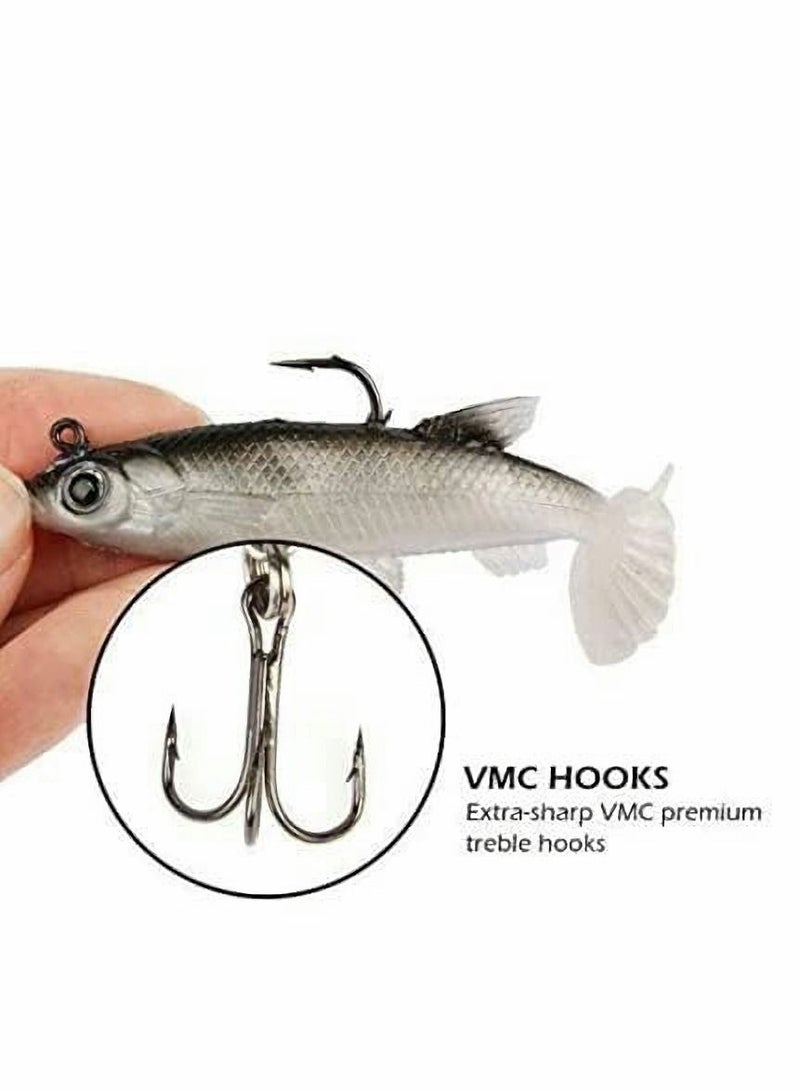 Fishing Lure Set, 5Pcs 8cm Soft Bait Head Sea Fish Lures Fishing Tackle Sharp Treble Hook T Tail Artificial Bait