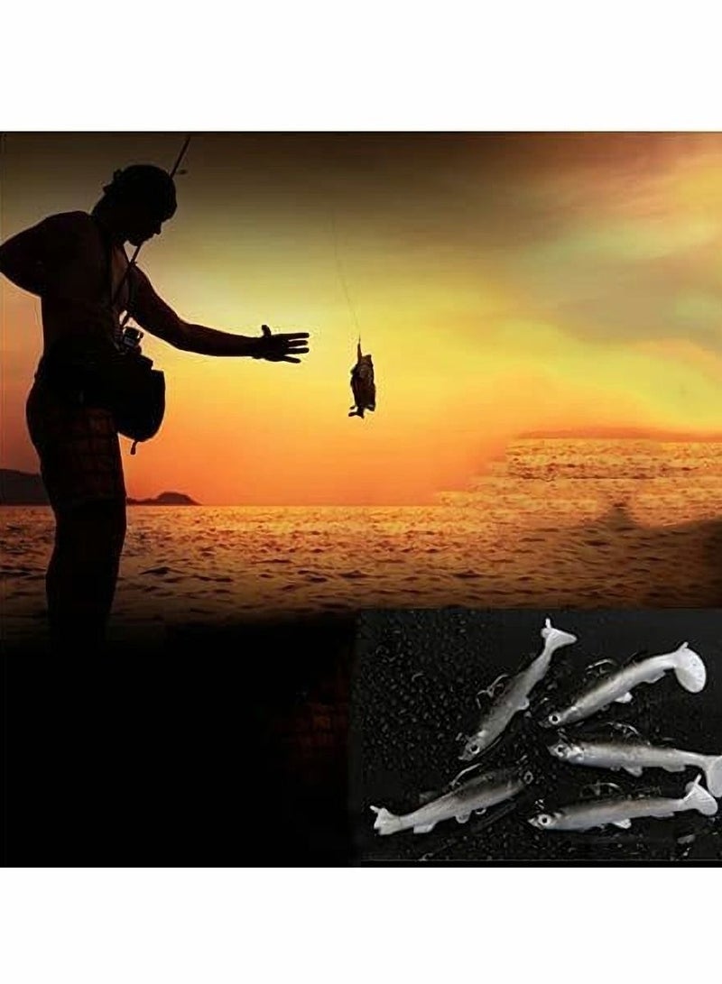 Fishing Lure Set, 5Pcs 8cm Soft Bait Head Sea Fish Lures Fishing Tackle Sharp Treble Hook T Tail Artificial Bait
