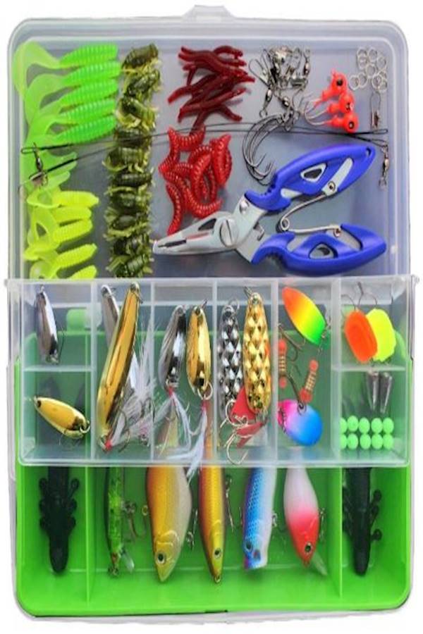 101 Pcs Fishing Lure Set Hard And Soft Bait Hook With Tackle Box