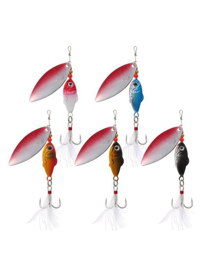 5-Piece Feather Hook Fishing Spinner Lure Set 8.5cm