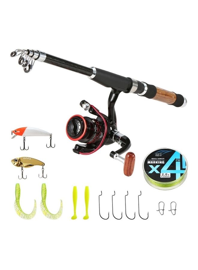 Portable Telescopic Fishing Rod Pole with Spinning Reel, Line, Lures and Hooks Kit