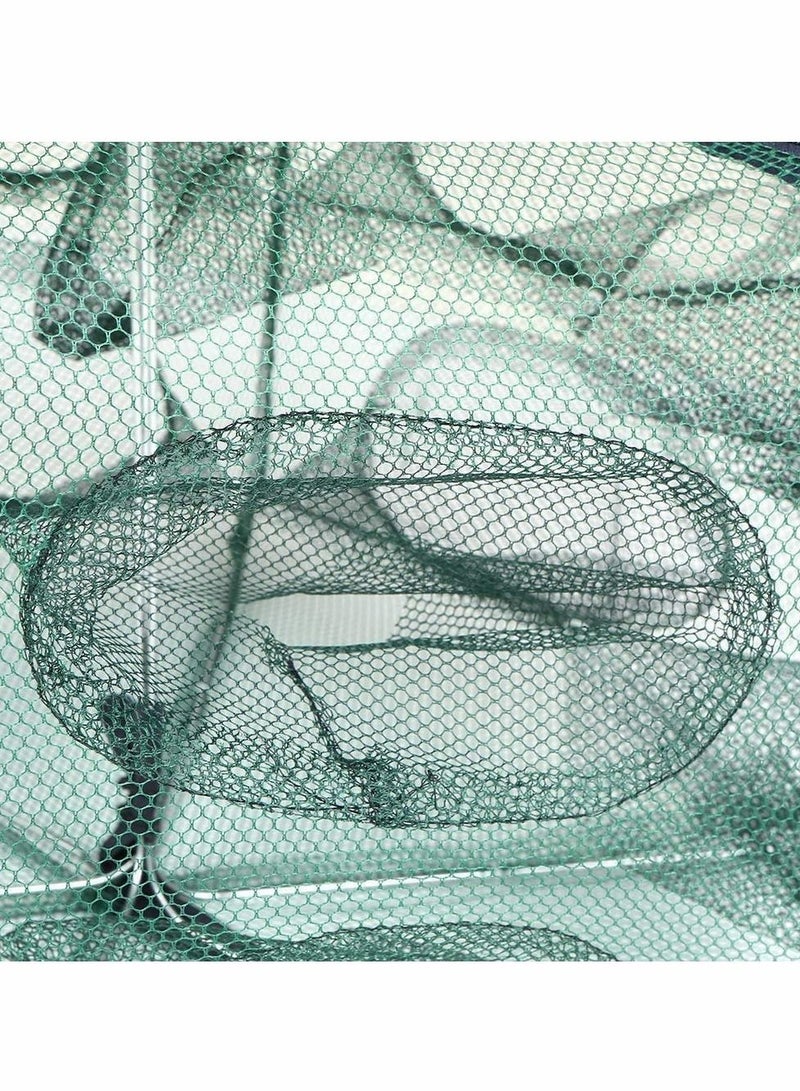 Holes Automatic Fishing Net Shrimp Cage Nylon Foldable Crab Fish Trap Cast Fishing Net Automatic Retractable Fishing Shrimp Net Large Zipper Crab Fish Trap(12 Holes)