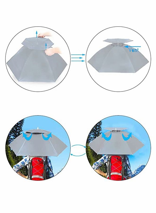 Umbrella Cap Fishing Umbrella Hat Folding Sun Rain Cap Adjustable Multifunction Outdoor Headwear