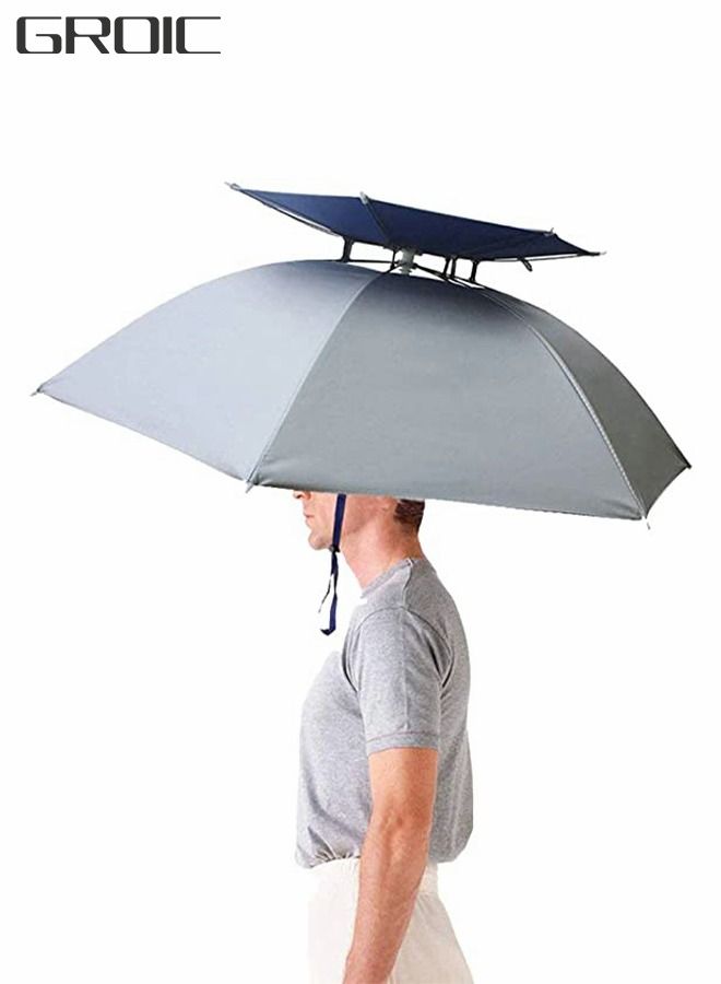 Umbrella Cap Fishing Umbrella Hat Folding Sun Rain Cap Adjustable Multifunction Outdoor Headwear