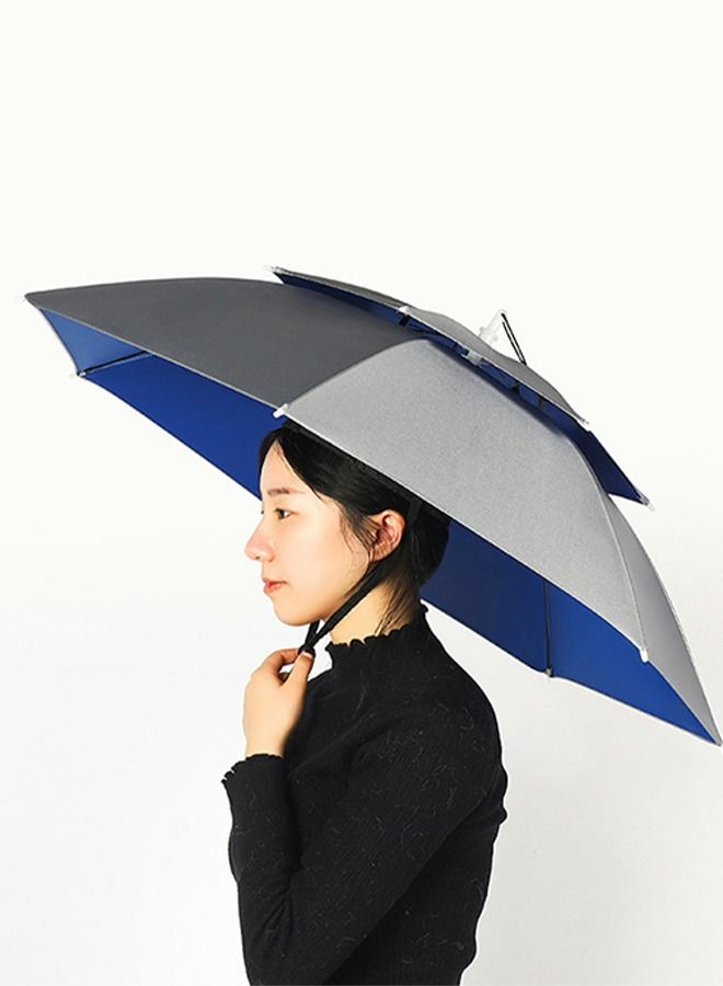 Umbrella Cap Fishing Umbrella Hat Folding Sun Rain Cap Adjustable Multifunction Outdoor Headwear