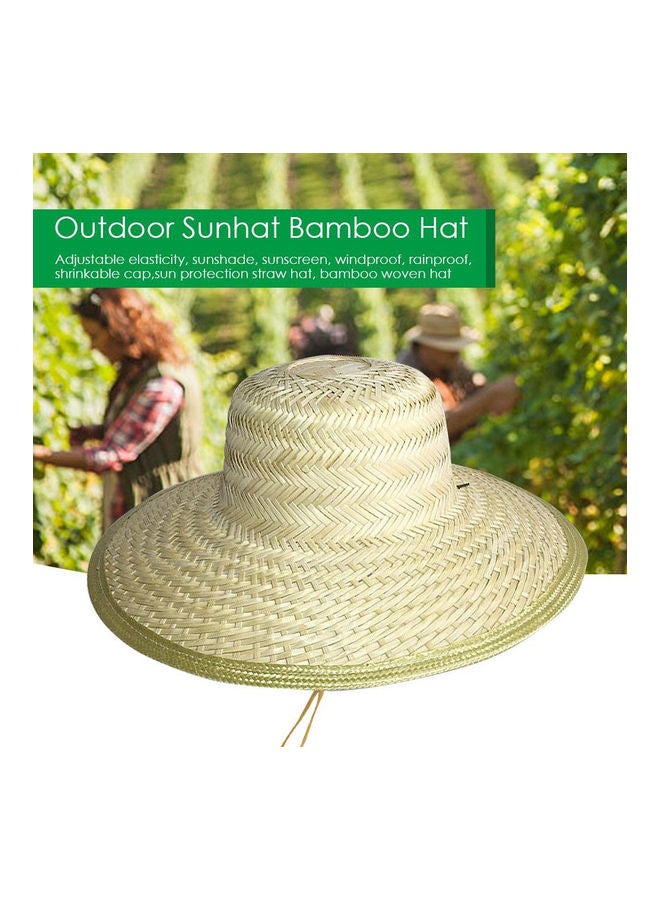 Men Women Bamboo Weave Summer Outdoor Sun Protection Wide Brim Straw Hat Cap 20 x 10 x 20cm