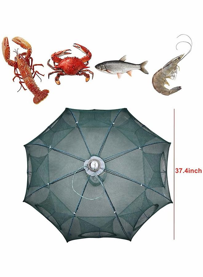 8 Hole Folded Fishing Net, Portable Automatic Fishing Shrimp Trap, Automatic Fishing Net Landing Trap Bait Casting Cage Fish Shrimp Minnow Crayon Fish Crab Bait Net