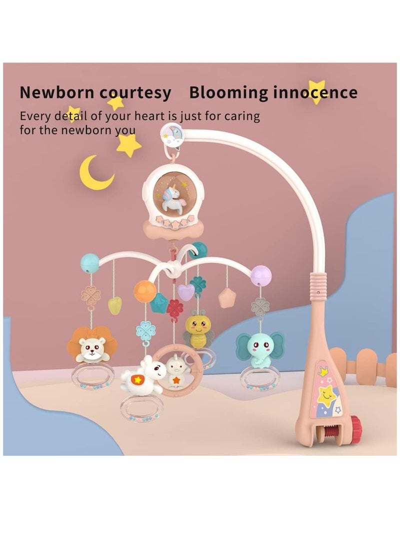 Baby Musical Crib Mobile With Night Lights And Rotation Rattles Comfort Toys For Newborn Infant Boys Girls Toddles (Red)