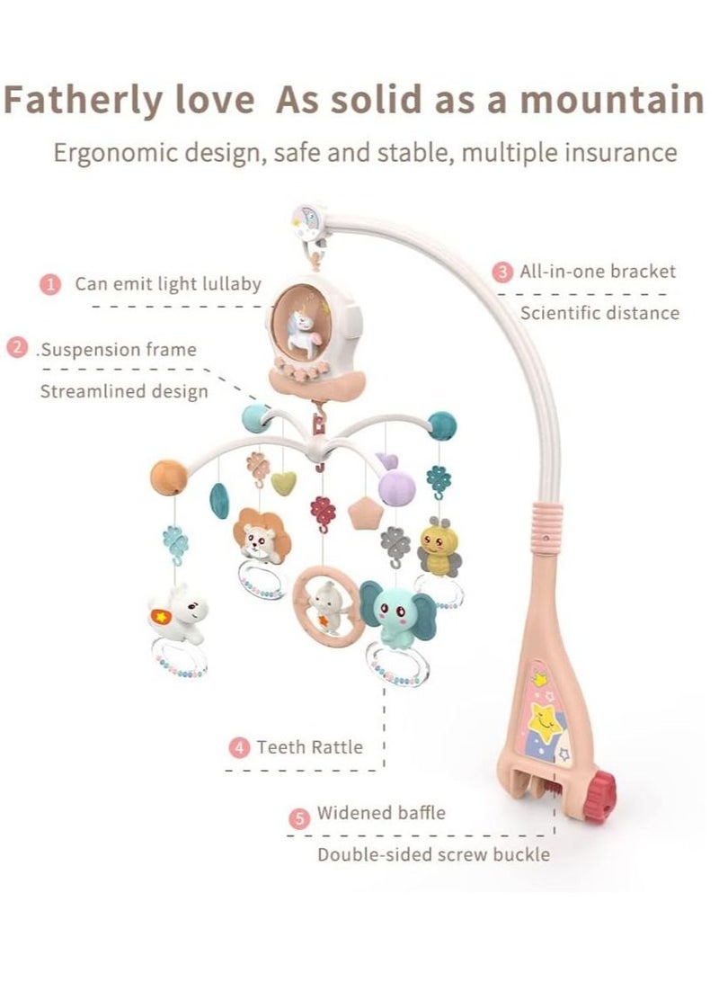 Baby Musical Crib Mobile With Night Lights And Rotation Rattles Comfort Toys For Newborn Infant Boys Girls Toddles (Red)