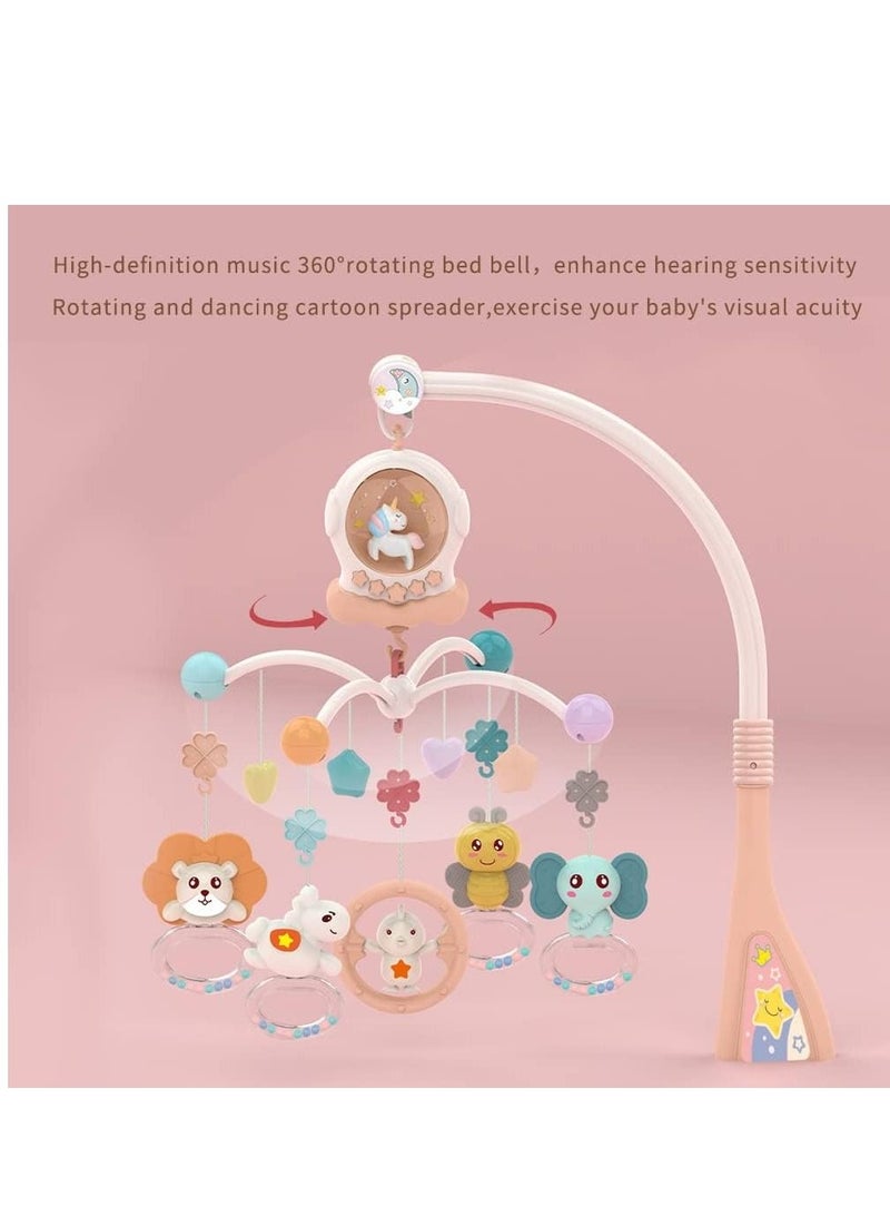 Baby Musical Crib Mobile With Night Lights And Rotation Rattles Comfort Toys For Newborn Infant Boys Girls Toddles (Red)