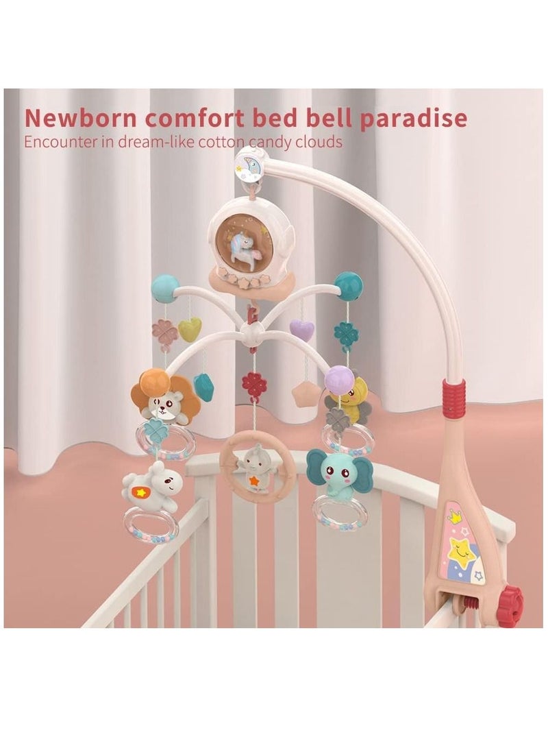 Baby Musical Crib Mobile With Night Lights And Rotation Rattles Comfort Toys For Newborn Infant Boys Girls Toddles (Red)