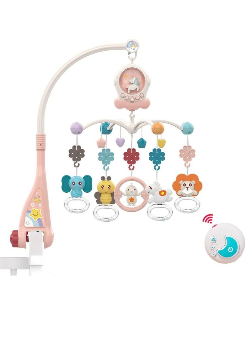 Baby Musical Crib Mobile With Night Lights And Rotation Rattles Comfort Toys For Newborn Infant Boys Girls Toddles (Red)