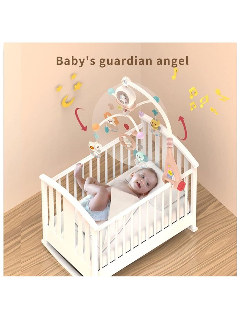 Baby Musical Crib Mobile With Night Lights And Rotation Rattles Comfort Toys For Newborn Infant Boys Girls Toddles (Red)