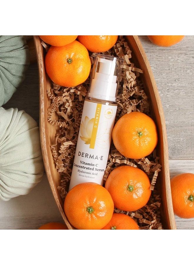 DERMA E Vitamin C Concentrated Serum with Hyaluronic Acid – All Natural, Antioxidant-Rich Concentrated Facial Serum – Firming and Brightening Skin Serum, 2oz