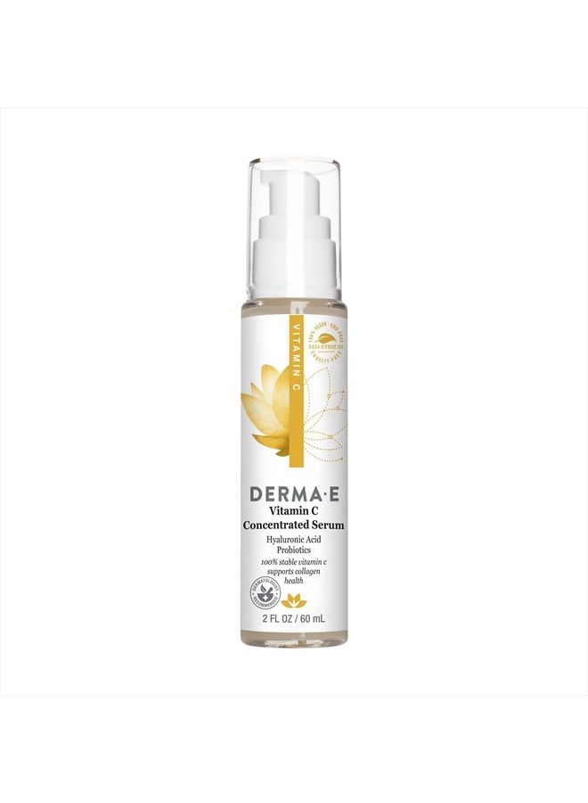 DERMA E Vitamin C Concentrated Serum with Hyaluronic Acid – All Natural, Antioxidant-Rich Concentrated Facial Serum – Firming and Brightening Skin Serum, 2oz