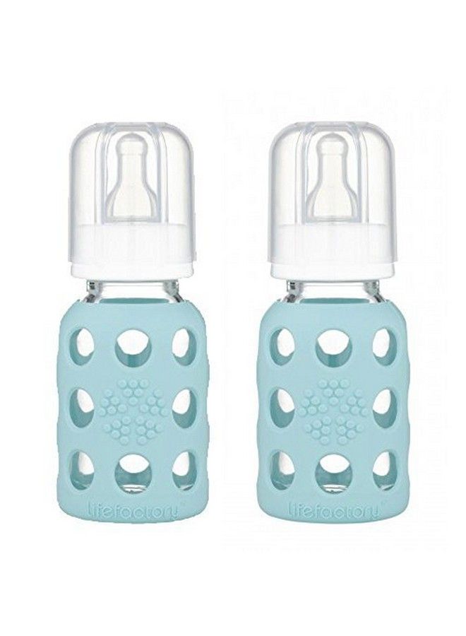 Glass Baby Bottle With Silicone Sleeve 4 Ounce 2 Pack Mint