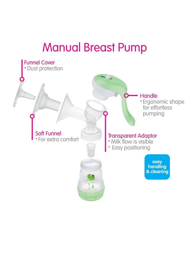 Manual Breast Pump Portable Breast Pump With Easy Start Anticolic Baby Bottle Includes 2 Bottle Nipples 1Count Green One Size