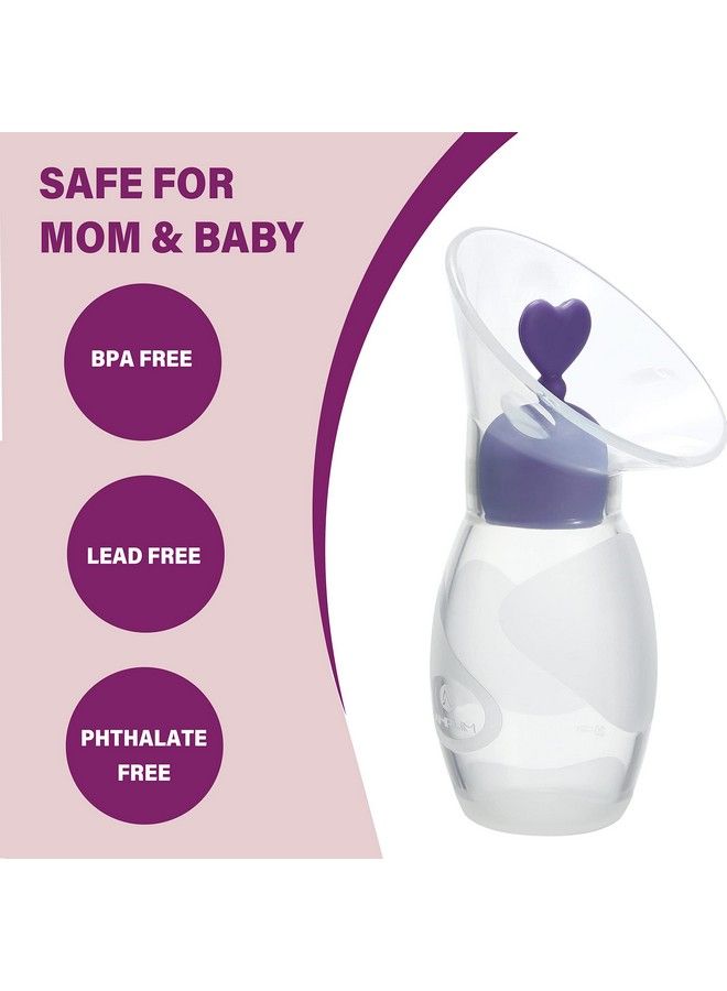 Gen2 Silicone Breast Milk Collector ; 2Pack Food Grade Travel Manual Breast Pumps With 2 Breastfeeding Milk Stoppers ; Fsa Hsa Eligible Bpa Pvc Lead Phthalate Free ; 4Oz/100Ml Pink/Purple