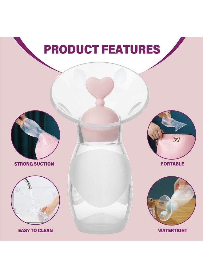 Gen2 Silicone Breast Milk Collector ; 2Pack Food Grade Travel Manual Breast Pumps With 2 Breastfeeding Milk Stoppers ; Fsa Hsa Eligible Bpa Pvc Lead Phthalate Free ; 4Oz/100Ml Pink/Purple