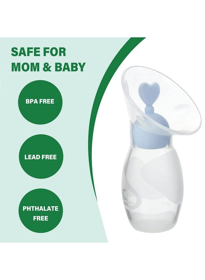 Gen 2 Manual Breast Pump/Collector For Breastfeeding With Stopper (2Pack 4 Oz/100Ml) Food Grade Silicone Bpa Pvc And Phthalate Free (Blue + Green)