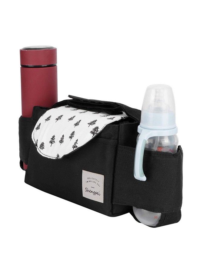Baby Stroller Hanging Bag Organizer Universal Cup Holder Storage Bag Strollers Accessory With Movable Internal Partitionbaby Store Bottles Coffee Cups(Tree)