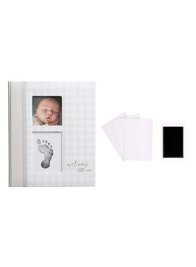 Gingham Baby Memory Book And Cleantouch Ink Pad Gender Neutral Baby Accessory Baby Milestones Photo Album Gray