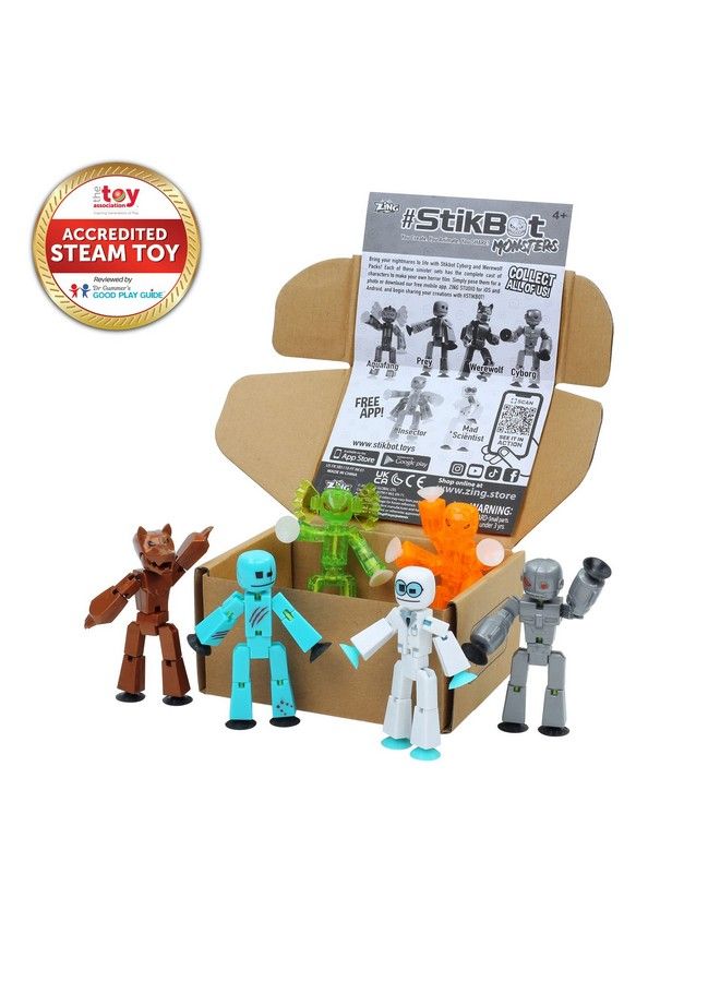 Stikbot Monster Werewolf & Cyborg Pack Set Of 6 Stikbot Collectable Monster Action Figures Stop Motion Animation Great For Kids Ages 4 And Up