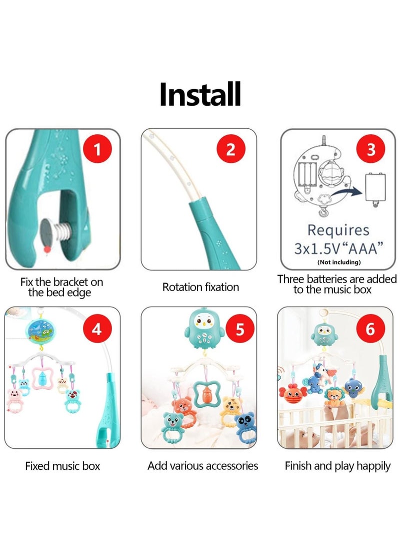 Baby Musical Crib Mobile Toy Baby Mobile for Crib Crib Mobile with Music Newborn Stroller Toys Hanging Baby Rattle Toys Sensory Toys Baby Bed Crib Travel Car Seat Toy Infant Toys