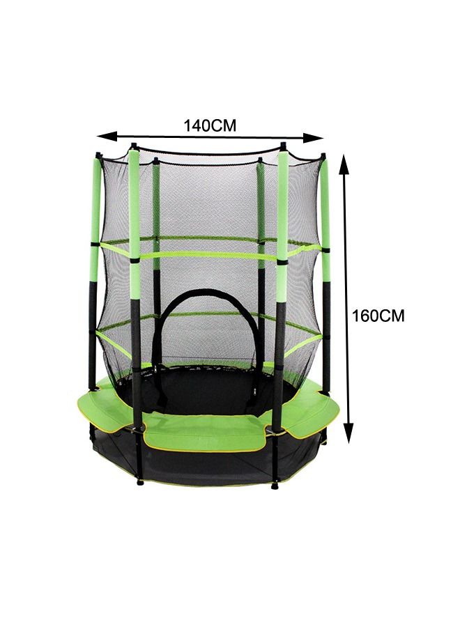 5.5ft Child Trampolines For Kids With Enclosures Round Trampoline Outdoor With Safety Net 140x140x160cm