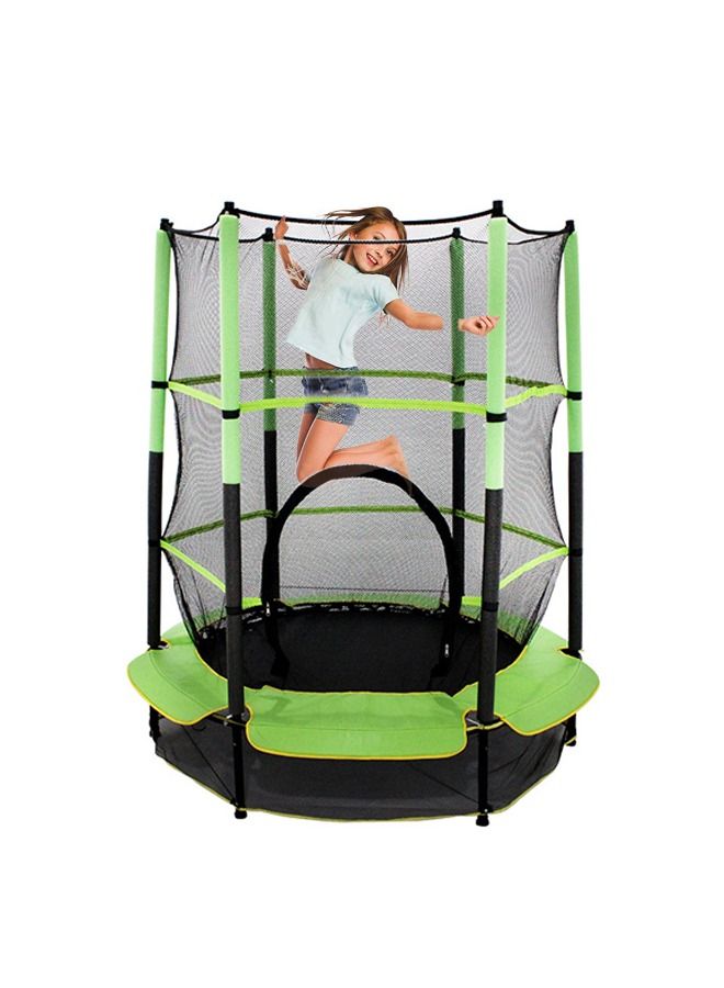 5.5ft Child Trampolines For Kids With Enclosures Round Trampoline Outdoor With Safety Net 140x140x160cm