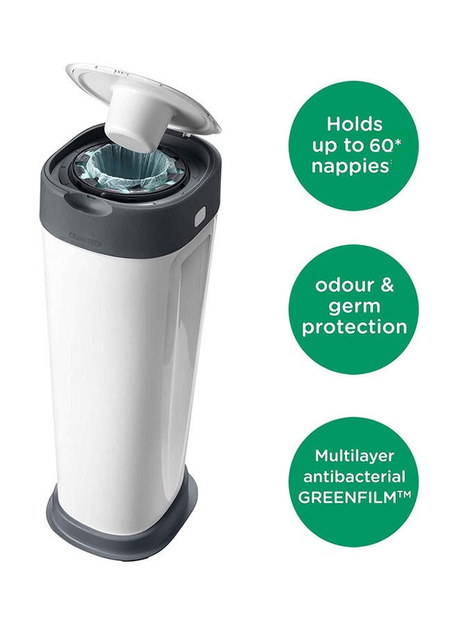Twist & Click Sangenic XL Nappy Bin, Holds up to 60 Nappies, Eco-Friendlier System, 76cm Tall, Includes 1x Refill Cassette with Sustainably Sourced Antibacterial GREENFILM